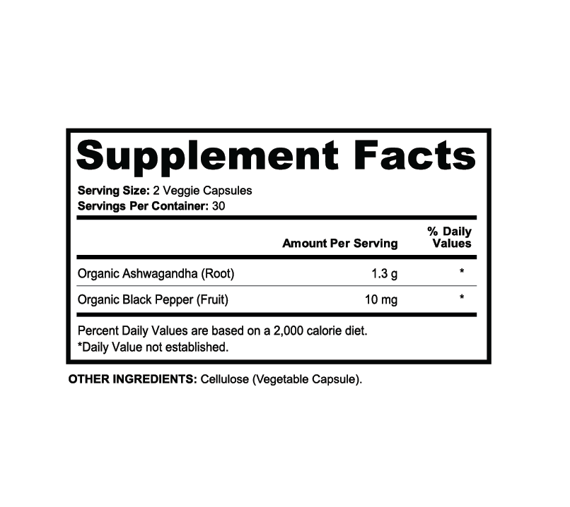 Supplement Facts for Ashwagandha Formula